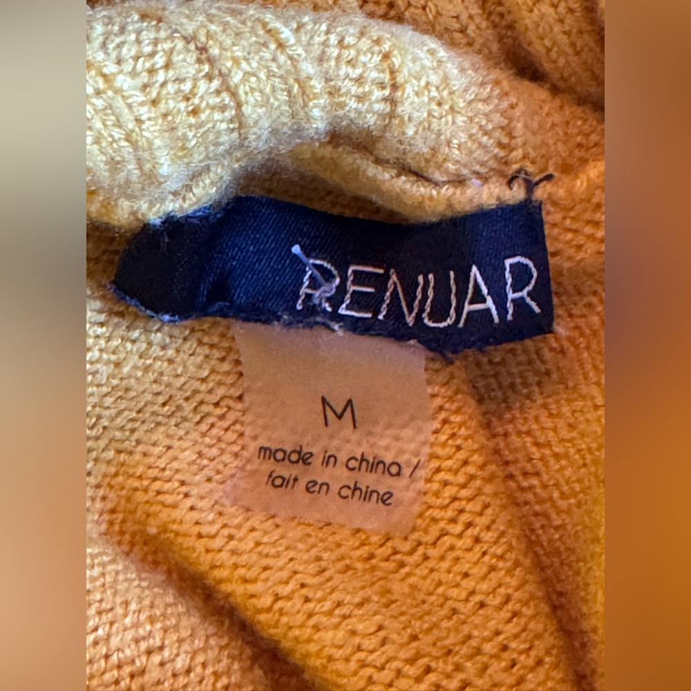 Renuar Mustard Cowl Neck Sweater soft cozy medium - Picture 5 of 6